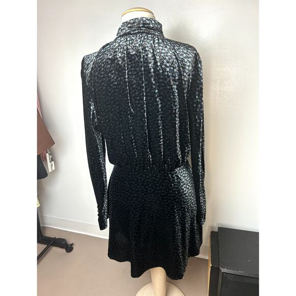 ZARA NWT Soft Velvet Floral Button Up Mock Neck Mini Dress Size XL - Picture 2 of 12